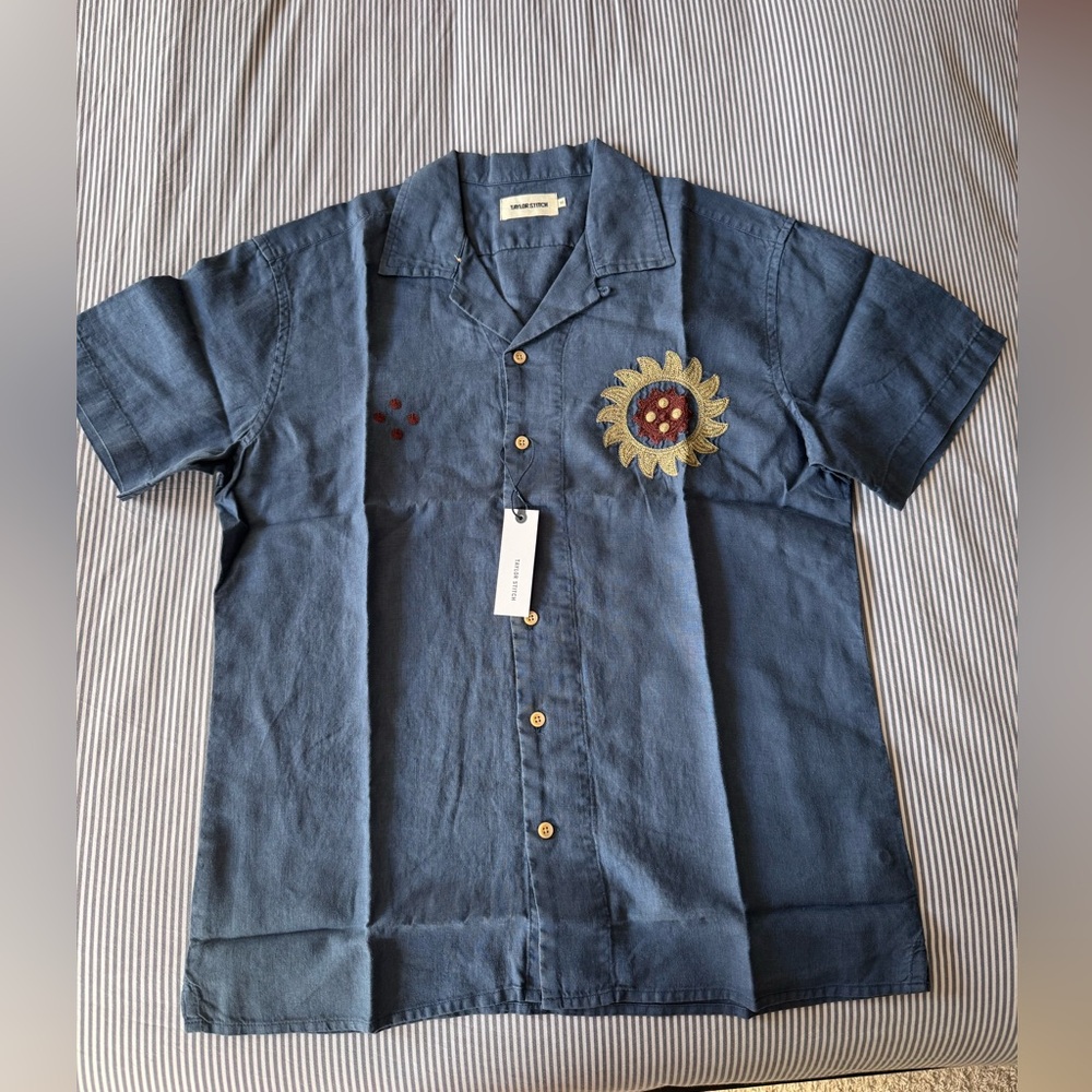 Taylor Stitch Hawthorne Shirt in Sea Glass Hemp (size 40)